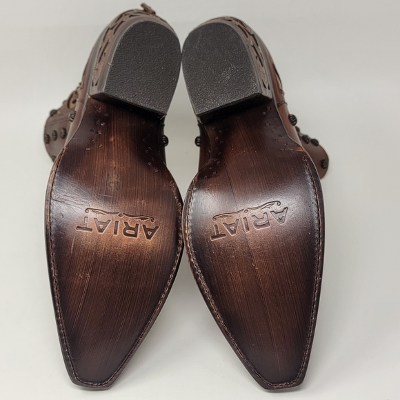 Ariat Diva Western BootCognac Full Grain Leather Zipper Shaft Women's Size 9.5 B - Picture 5 of 14